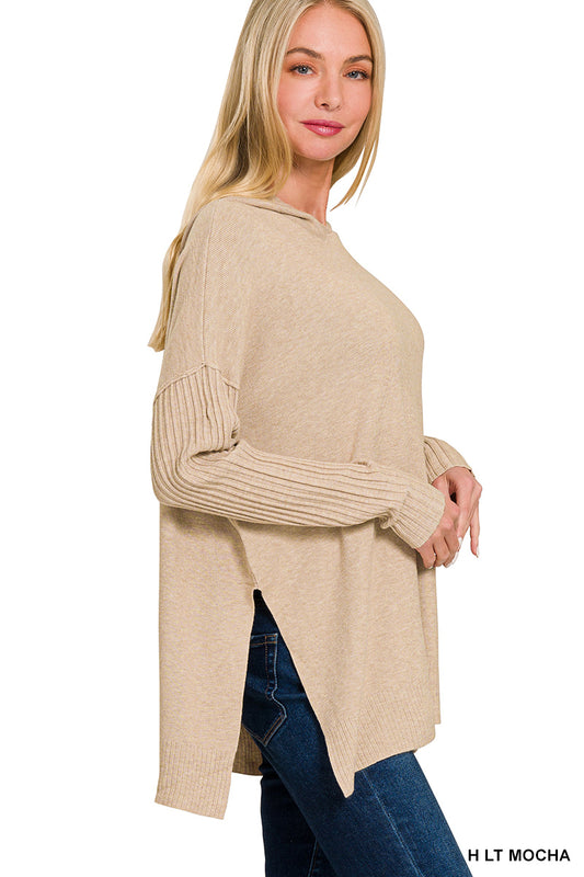 Hooded Rib Sleeve Sweater