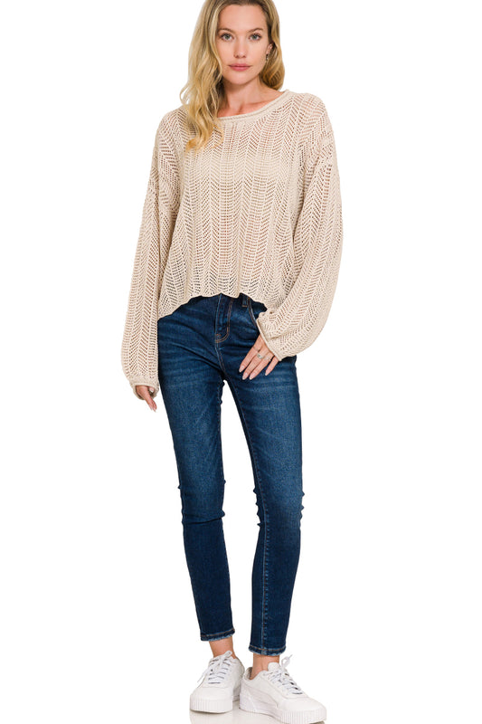 Hollow Out Long Sleeve Sweater