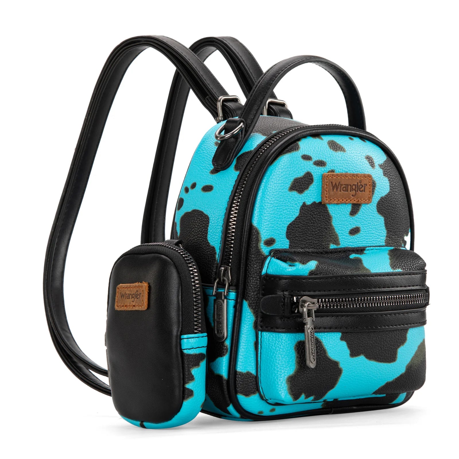 cow print backpack mini Wrangler Cow Print Mini Backpack With Coin Pouch – Talk of the Towne Boutique LLC