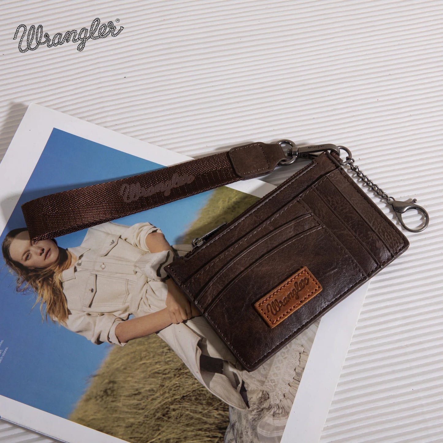 Wrangler Solid Color Key Chain Wristlet Card Wallet