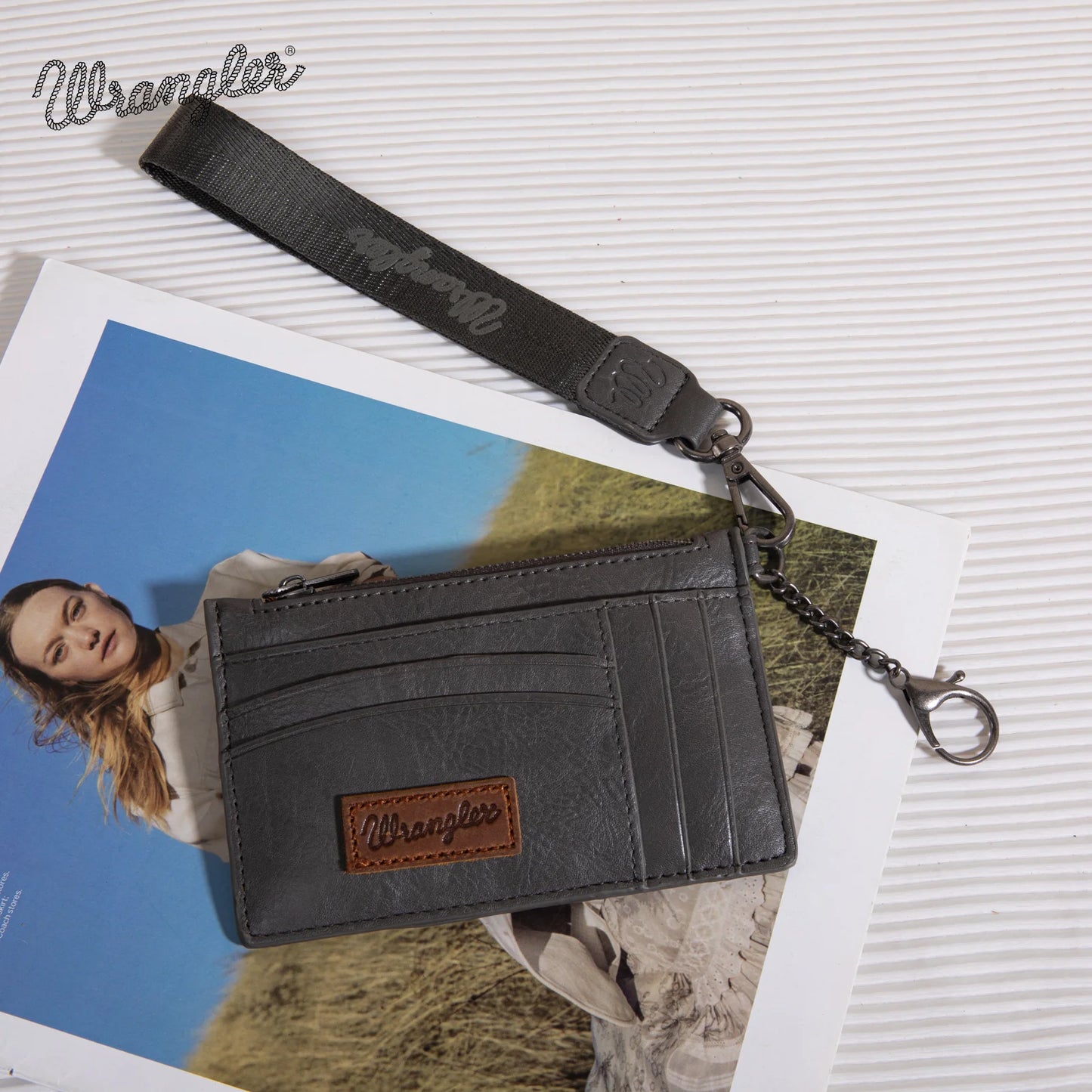 Wrangler Solid Color Key Chain Wristlet Card Wallet