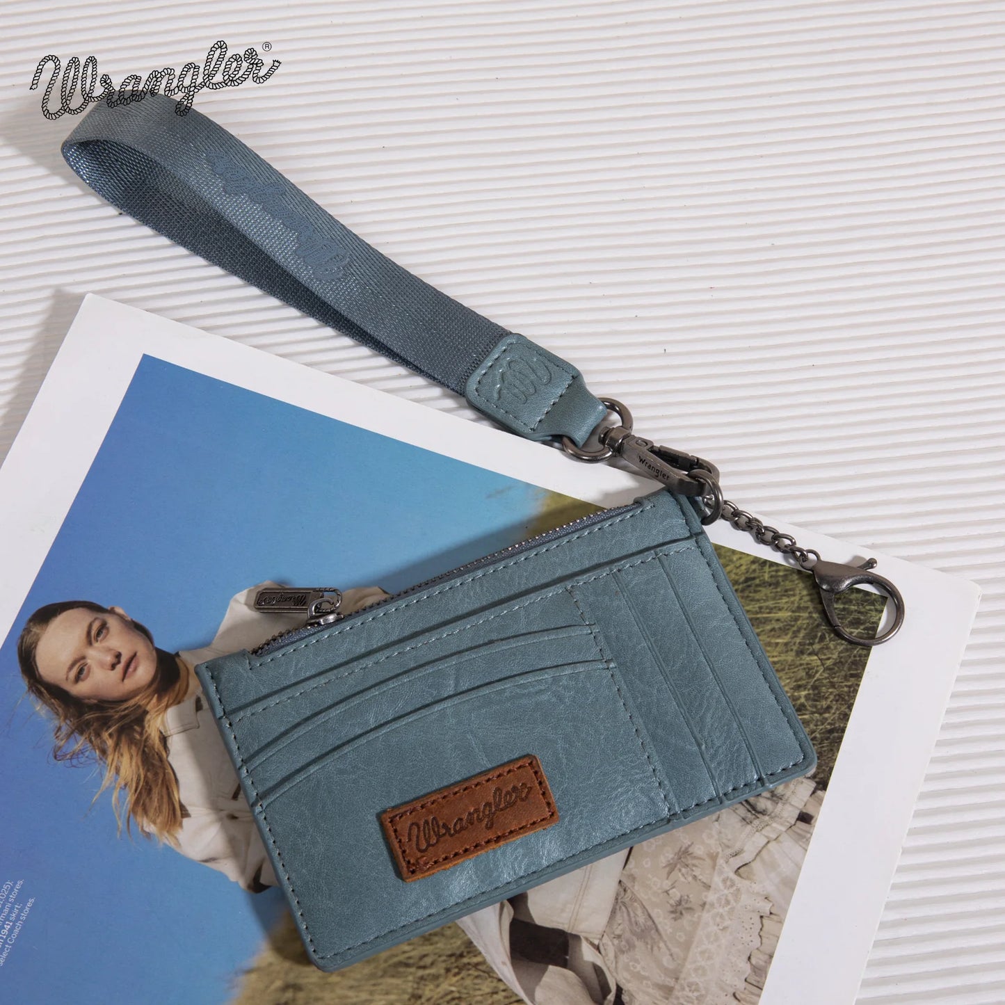 Wrangler Solid Color Key Chain Wristlet Card Wallet