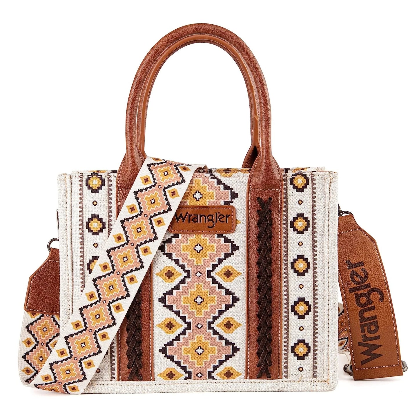 WRANGLER ALL-OVER AZTEC DUAL SIDED PRINT CROSSBODY CANVAS TOTES