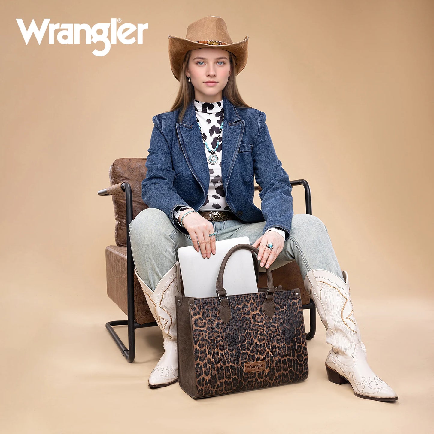 Wrangler Leopard Print Wide Tote Bag/Crossbody