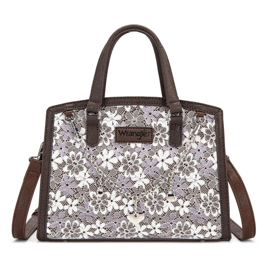 Wrangler Western Chic Lace with Chain Charm Satchel/Crossbody Bag