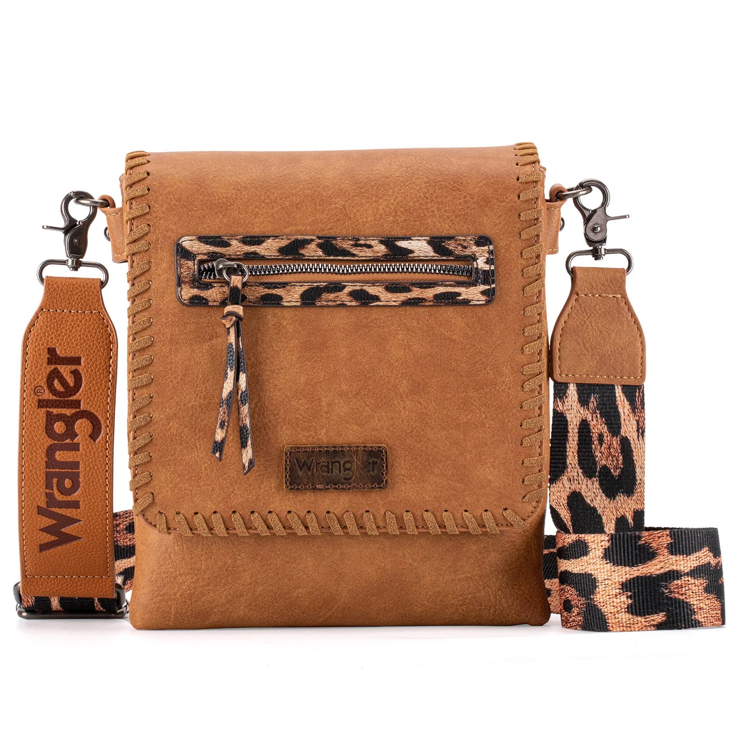 Montana West Wrangler Whipstitch Leopard Print Crossbody