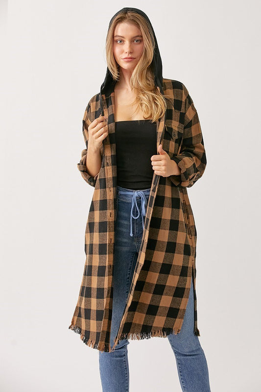 FLANNEL SHIRT JACKET WITH HOODIE