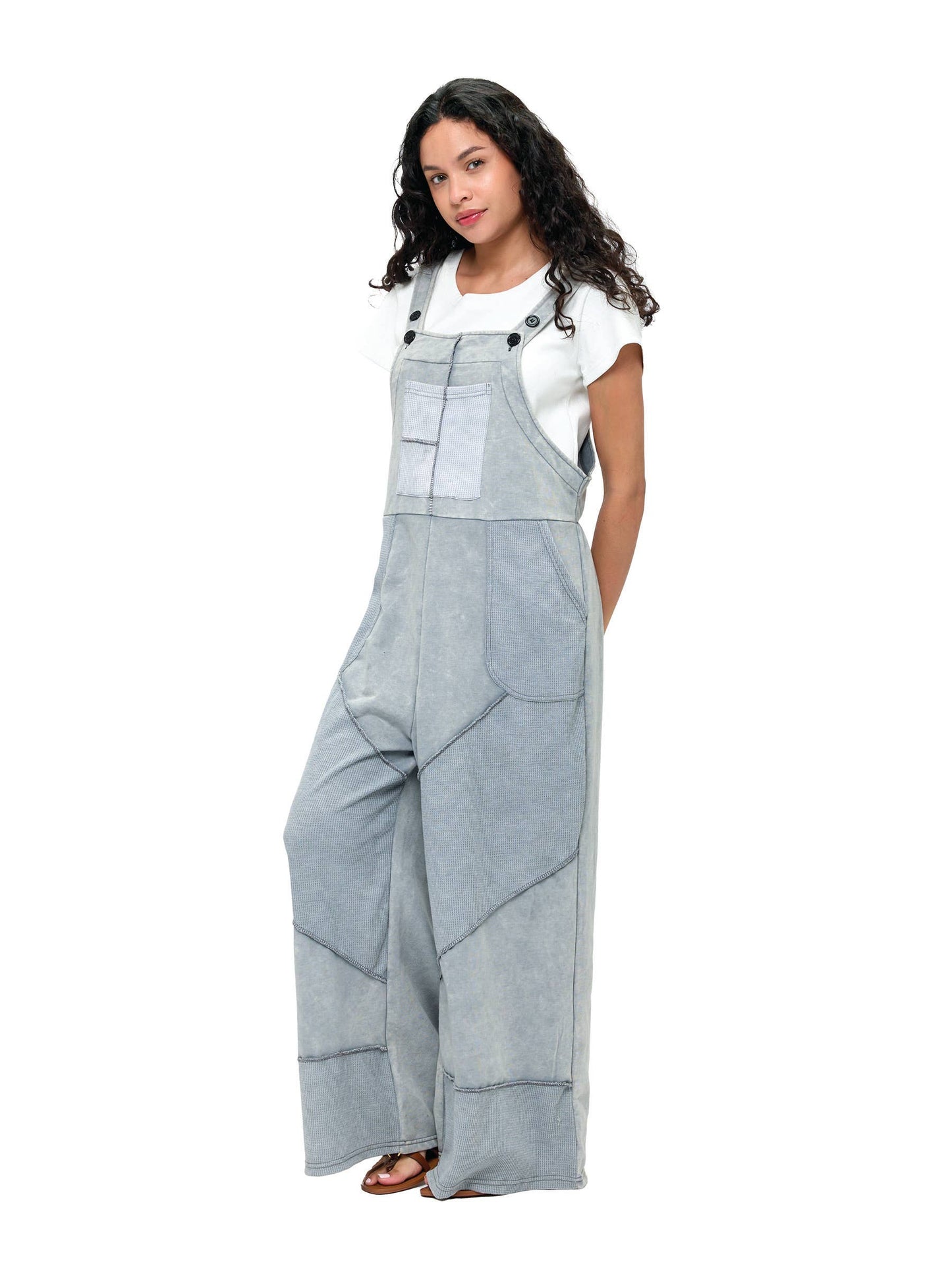 Overall Patchwork Free Spirit Waffle Knit