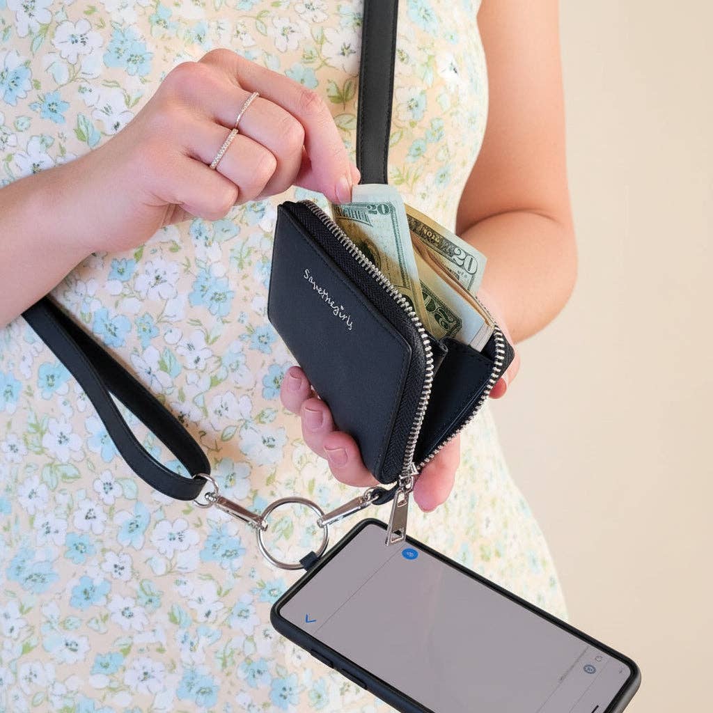 Save The Girls - Clip & Go Strap w/Pouch Brushed Vegan Leather: Brown - Brown Pouch