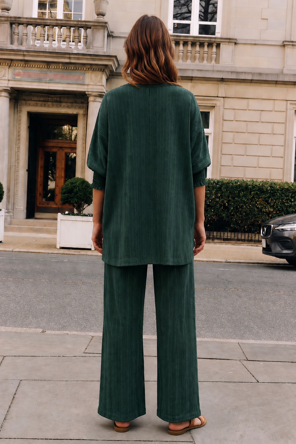 2-Piece Smocked Sleeve Blouse + Relaxed Bottoms
