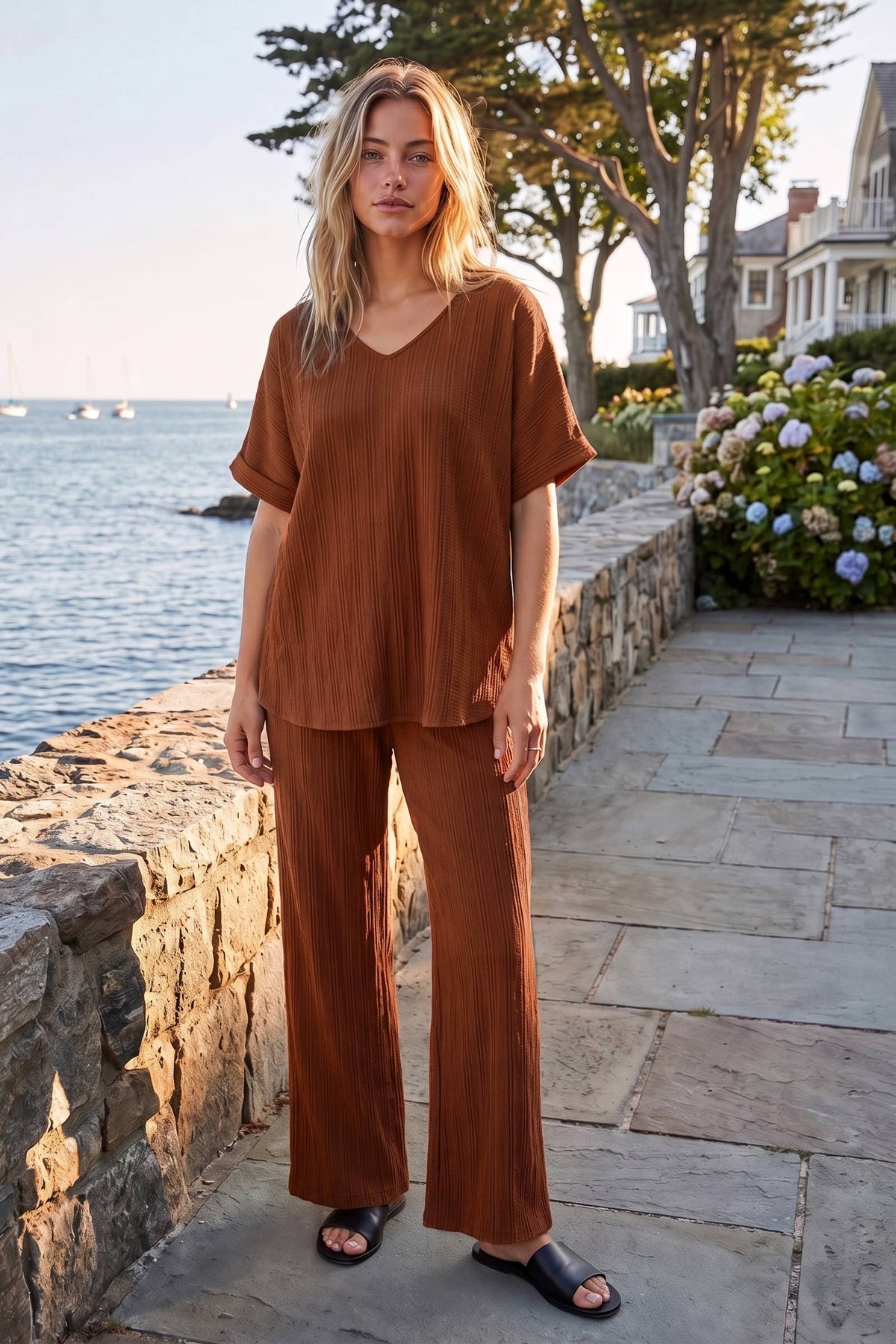 2-Piece Dolman Sleeve Blouse + Relaxed Bottoms