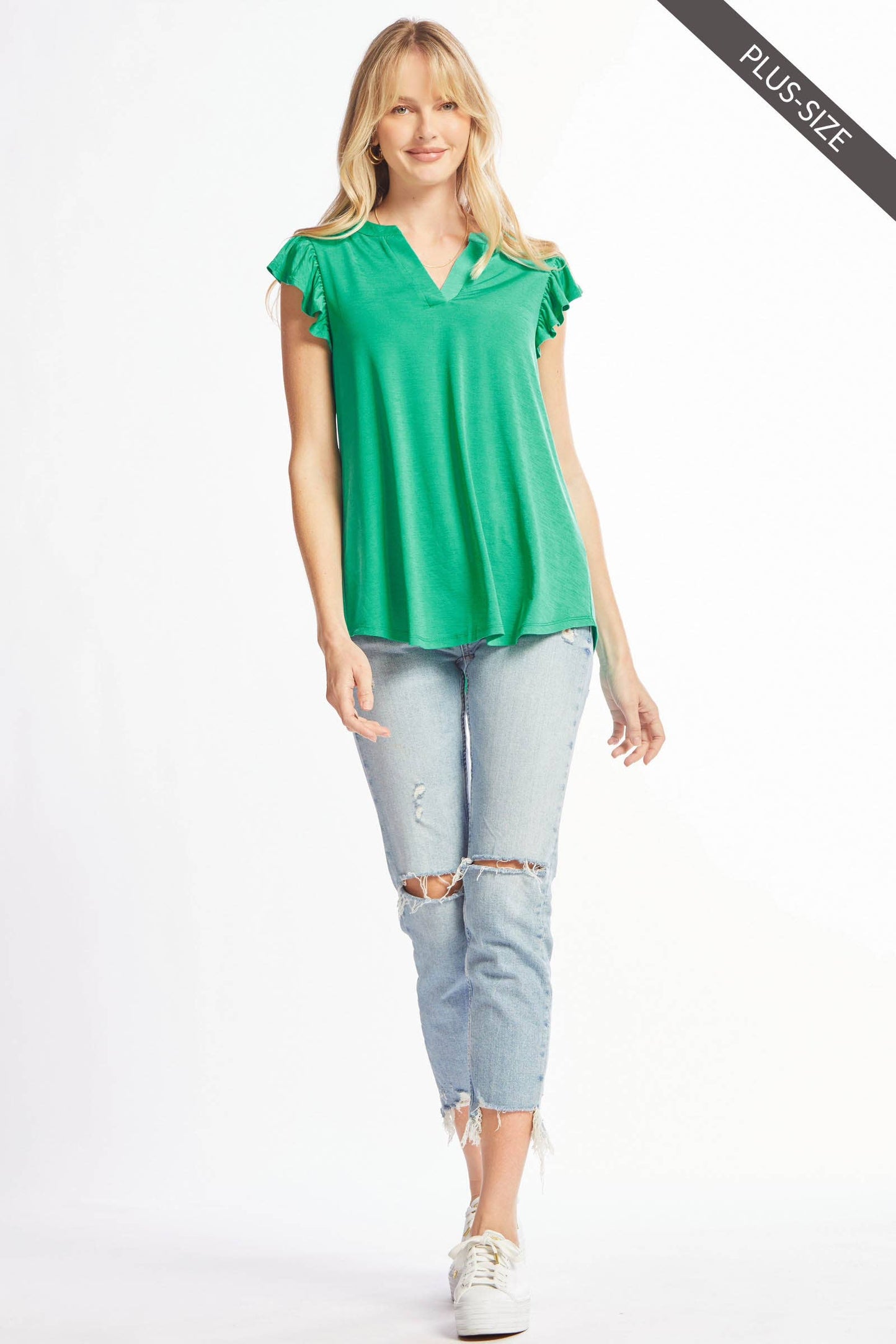 Dear Scarlett - PLUS SIZE Lizzy Flutter Top Featuring China Collar