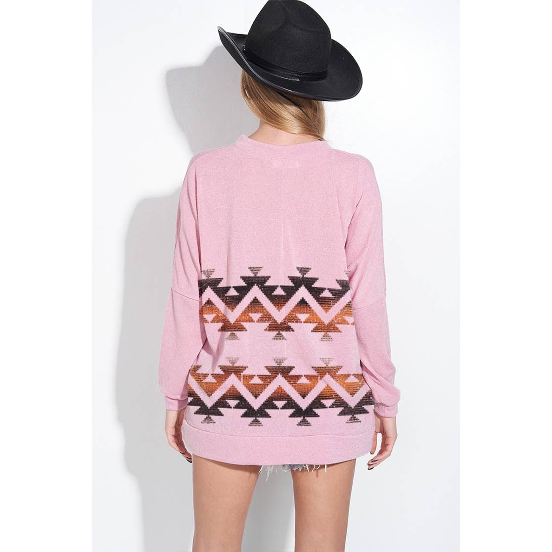 Zig zag print long sleeve knit top