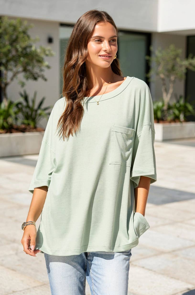 Baby Ribbed Boyfriend Knit Top