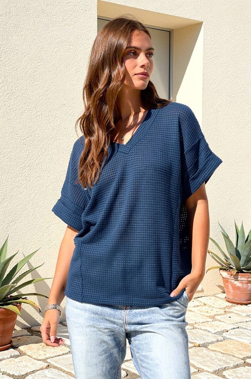 V-Neck Lightweight Sweater Crochet Knit Poncho Top