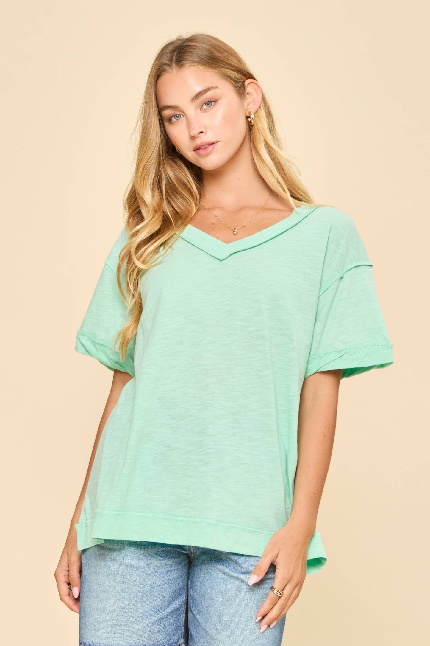 V-Neck Cotton Knit Top