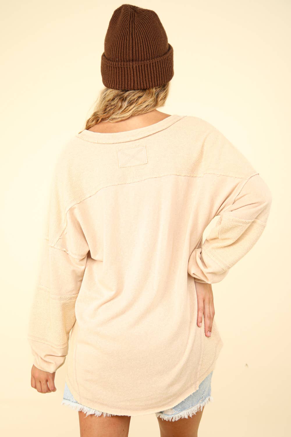 Knit V-Neck Oversized Top