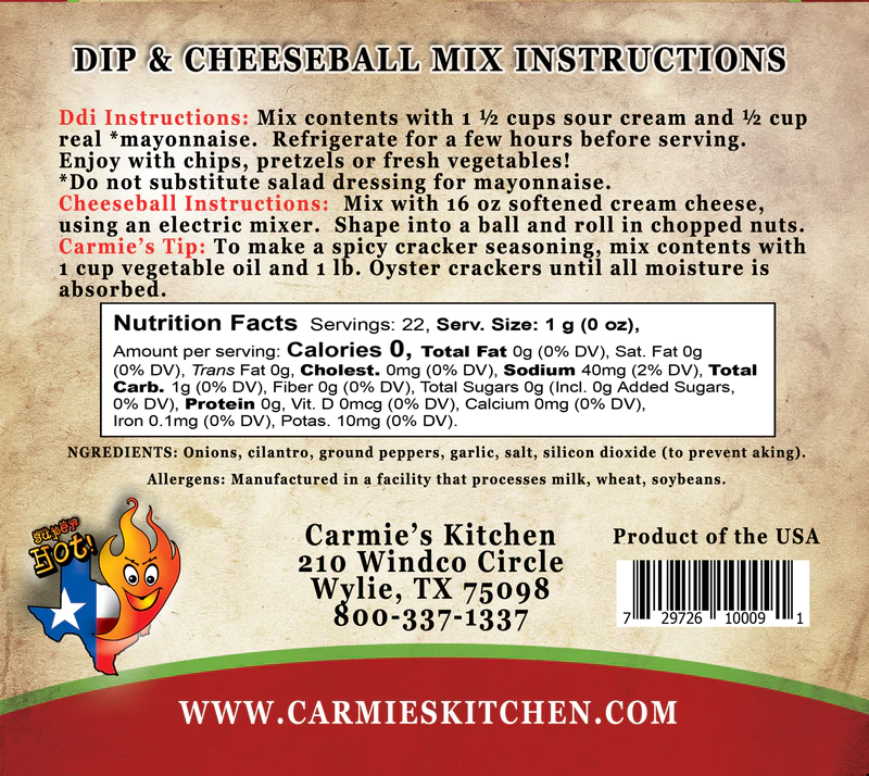 Carmie's Kitchen - Texas Wildfire Dip Mix