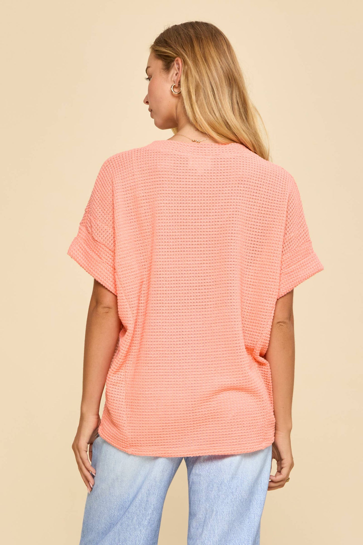 V-Neck Lightweight Sweater Crochet Knit Poncho Top