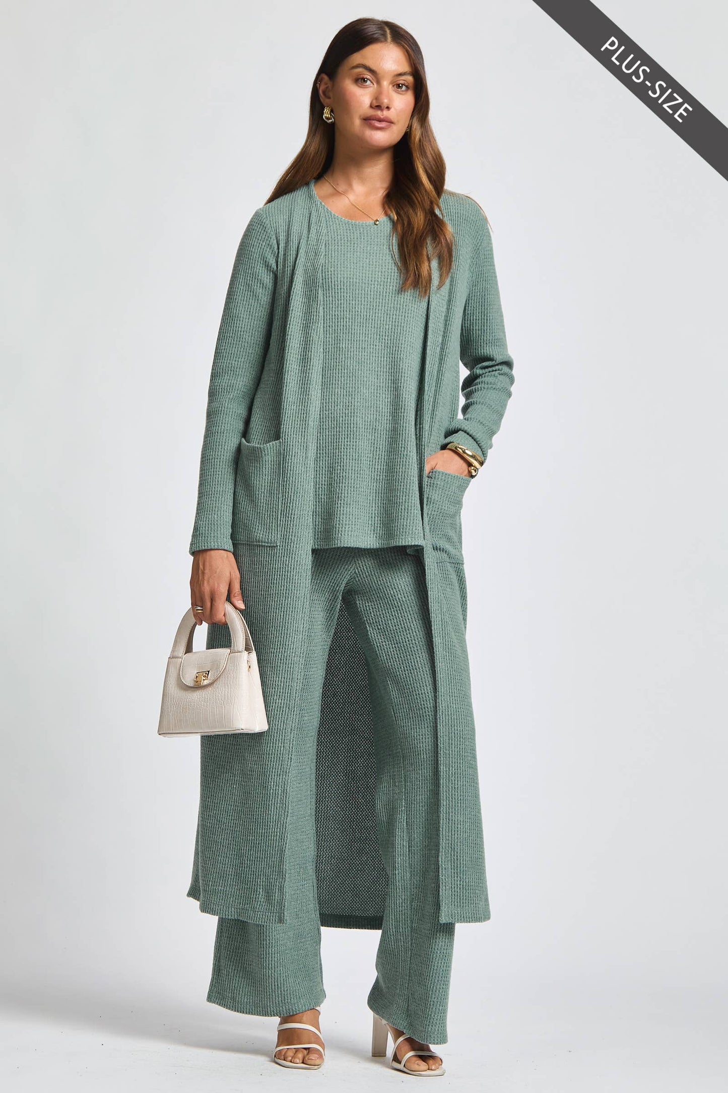 Dear Scarlett - PLUS SIZE Thermal Sleeveless Tank + Cardigan + Relaxed Pants
