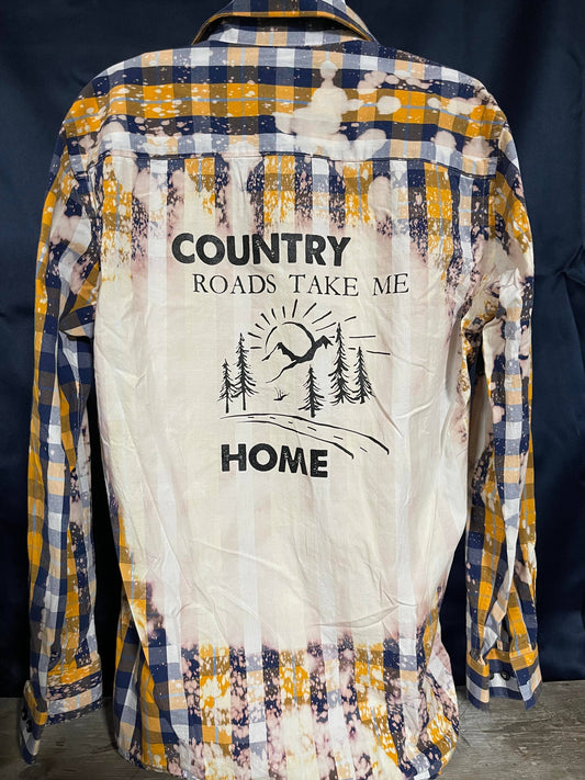 Country Roads Bleached Button Down Shirt