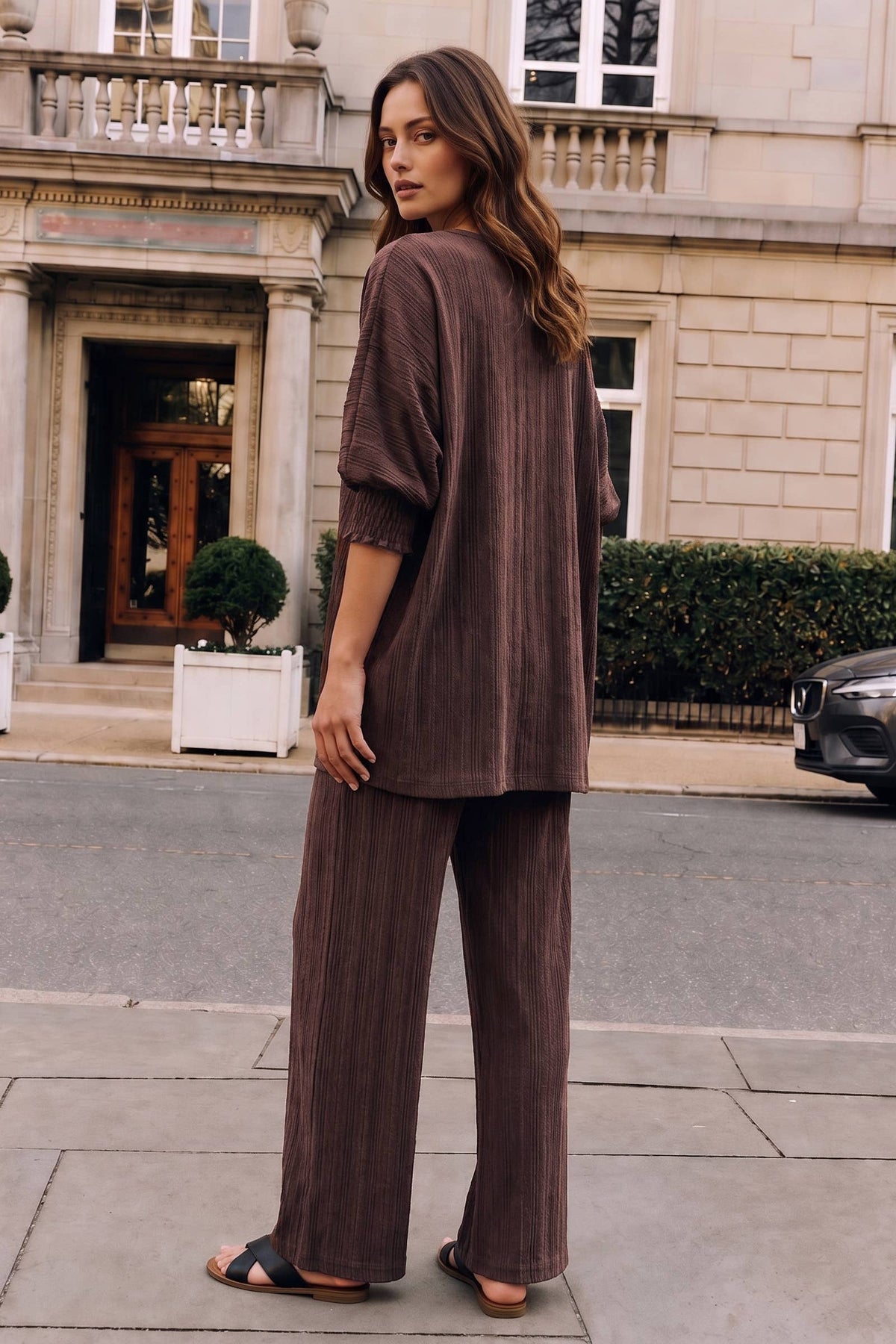 2-Piece Smocked Sleeve Blouse + Relaxed Bottoms