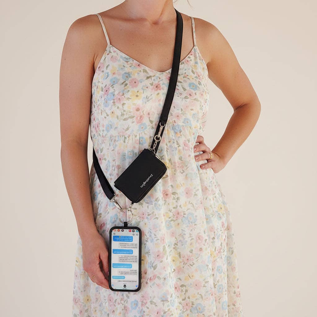 Save The Girls - Clip & Go Strap w/Pouch Brushed Vegan Leather: Brown - Brown Pouch
