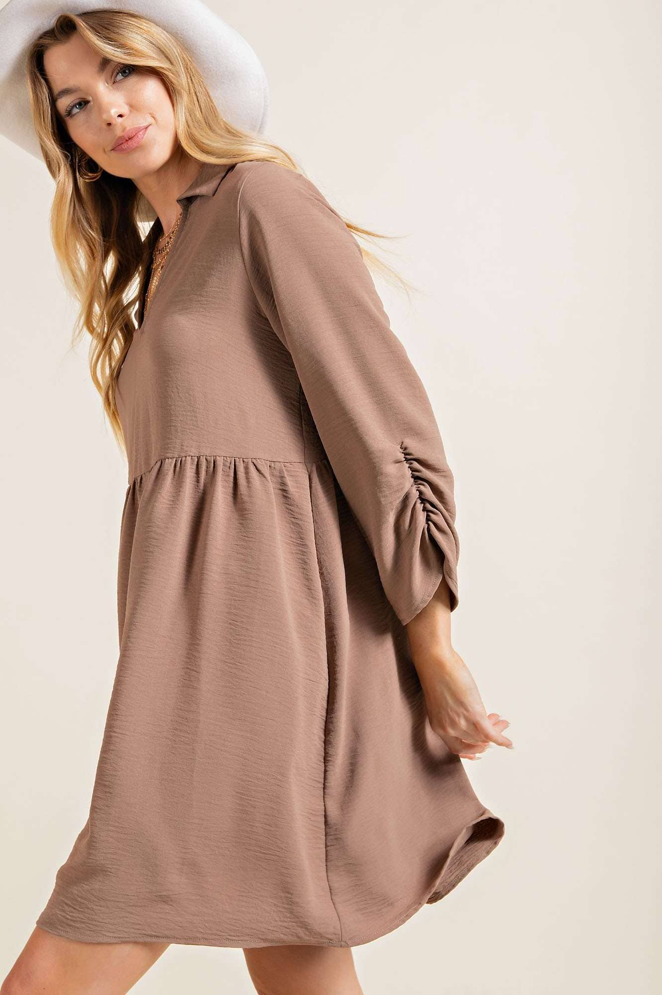 Ruched sleeve dress