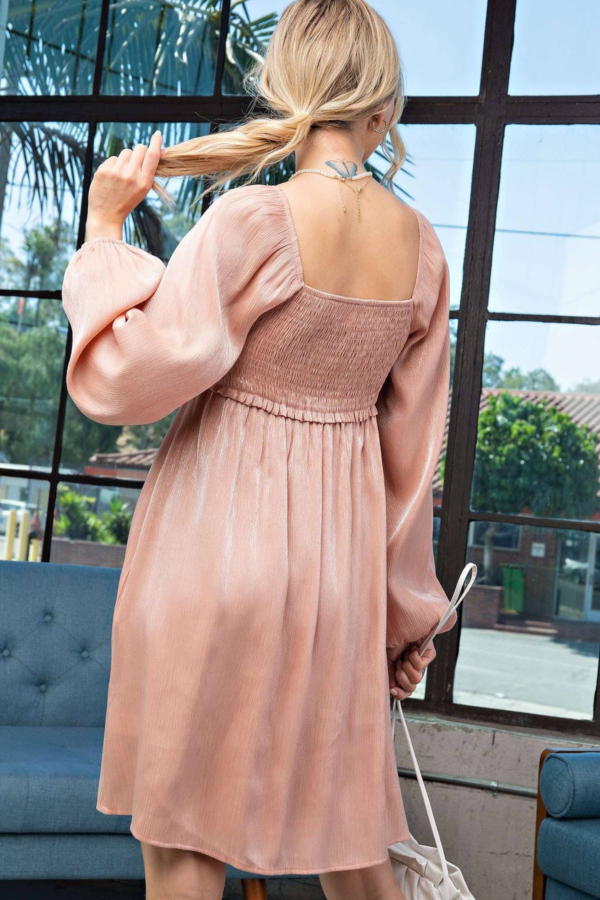 Smocked mini dress