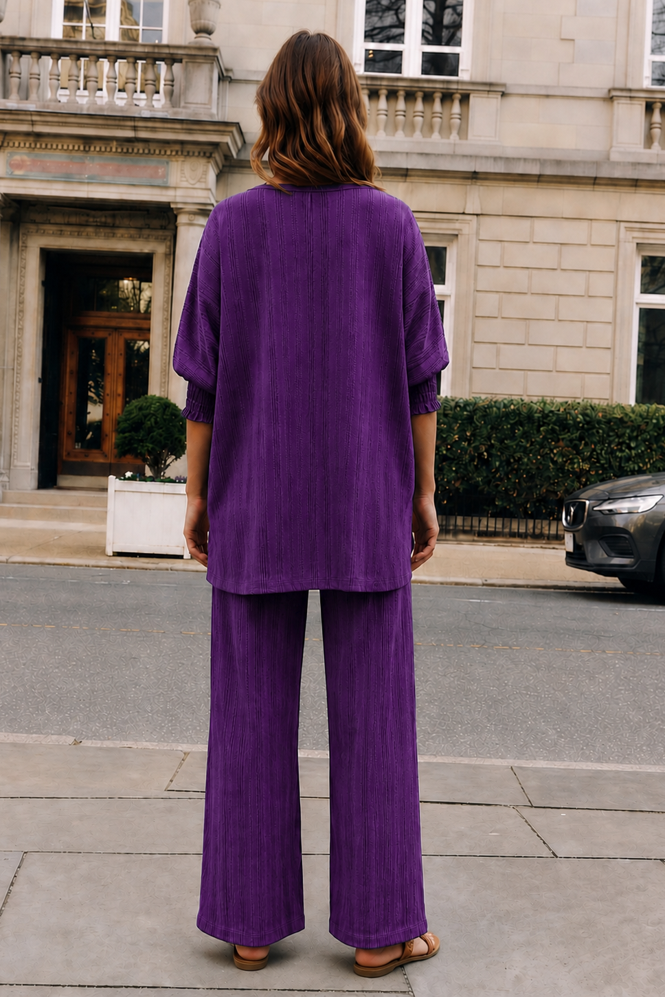 2-Piece Smocked Sleeve Blouse + Relaxed Bottoms
