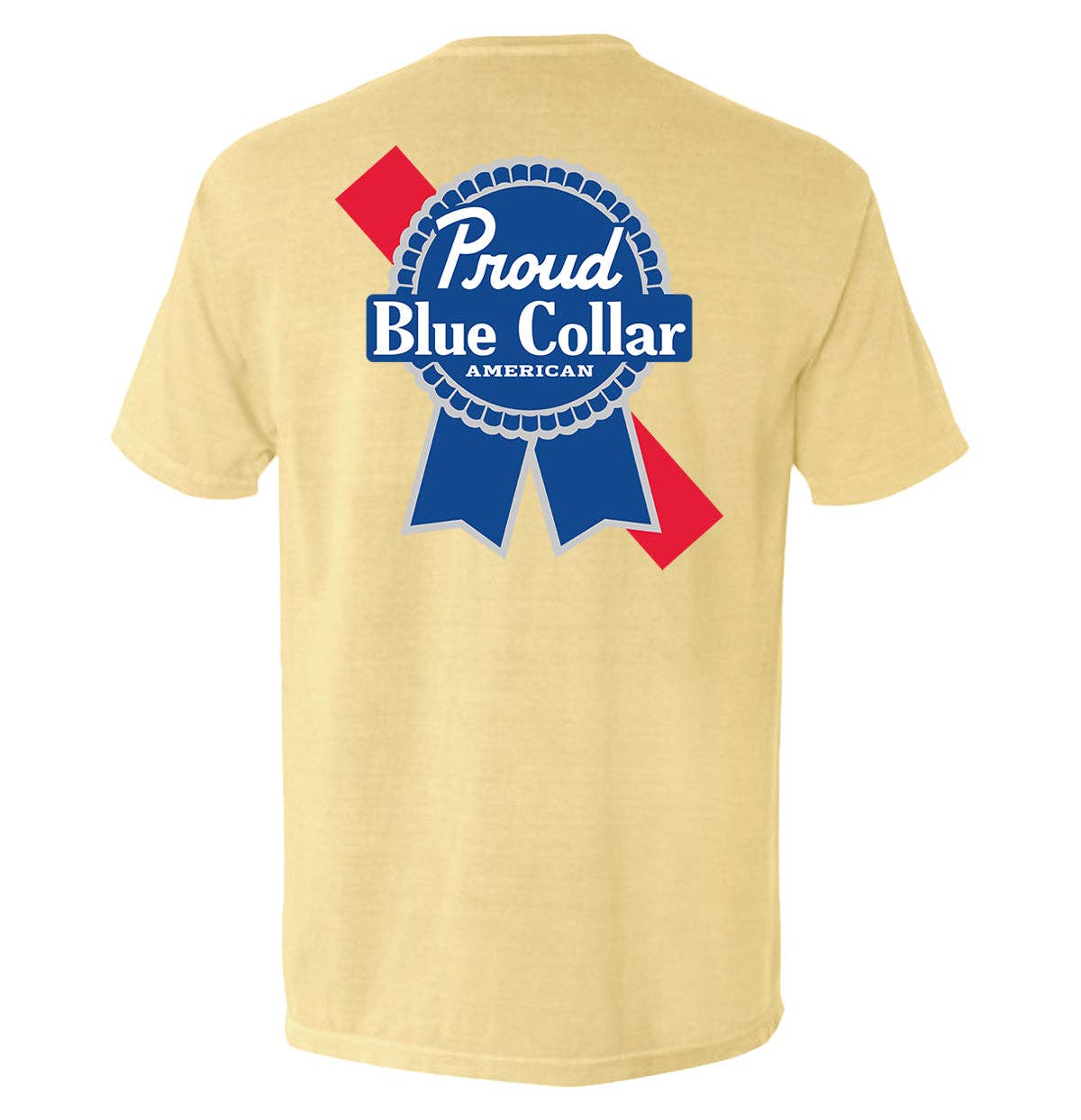 Proud Blue Collar American (Classic): Comfort Colors Pocket Tee / Blue Jean / L