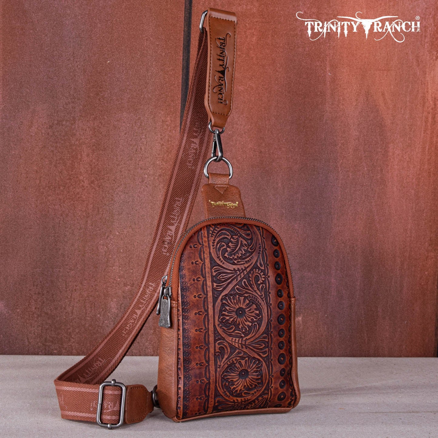 Montana West Trinity Ranch Floral Tooled Collection Sling Bag