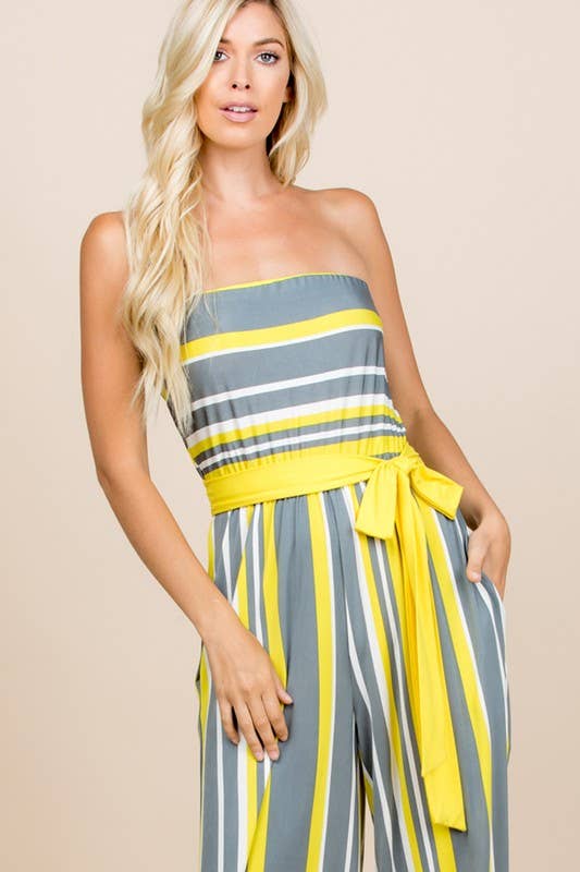 Striped Tube Sleeveless Jumpsuit