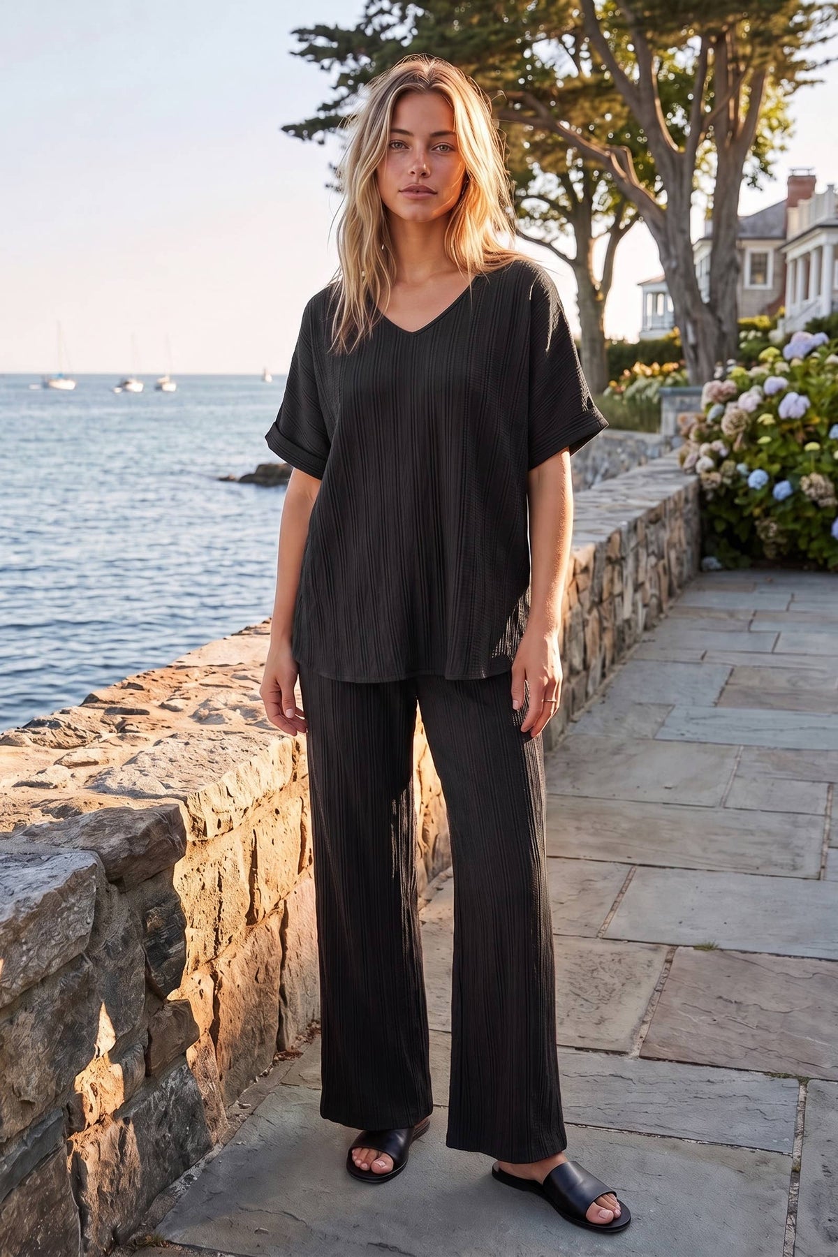 2-Piece Dolman Sleeve Blouse + Relaxed Bottoms