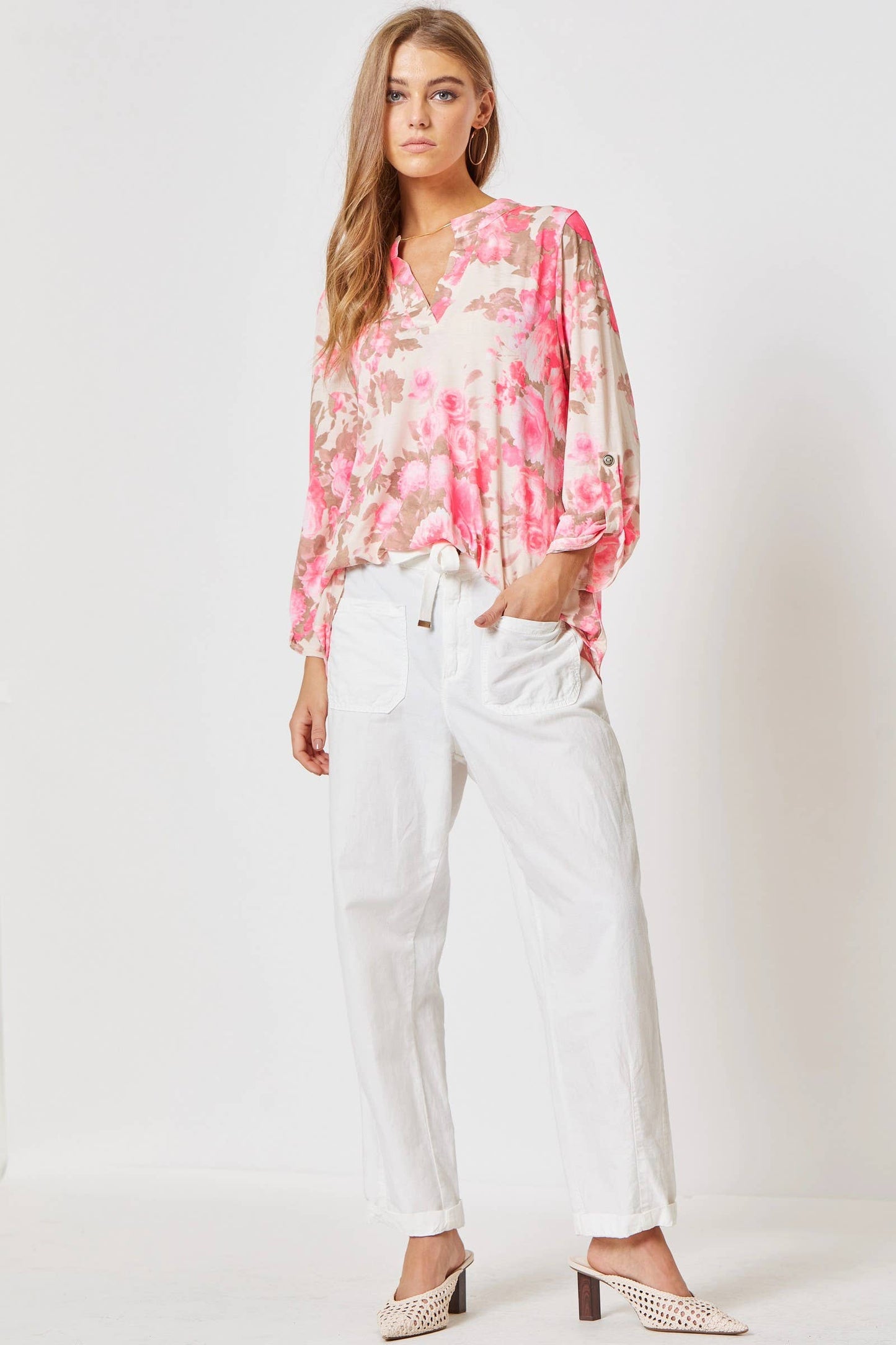 Dear Scarlett - Lizzy 3/4 Floral Wrinkle Free Top