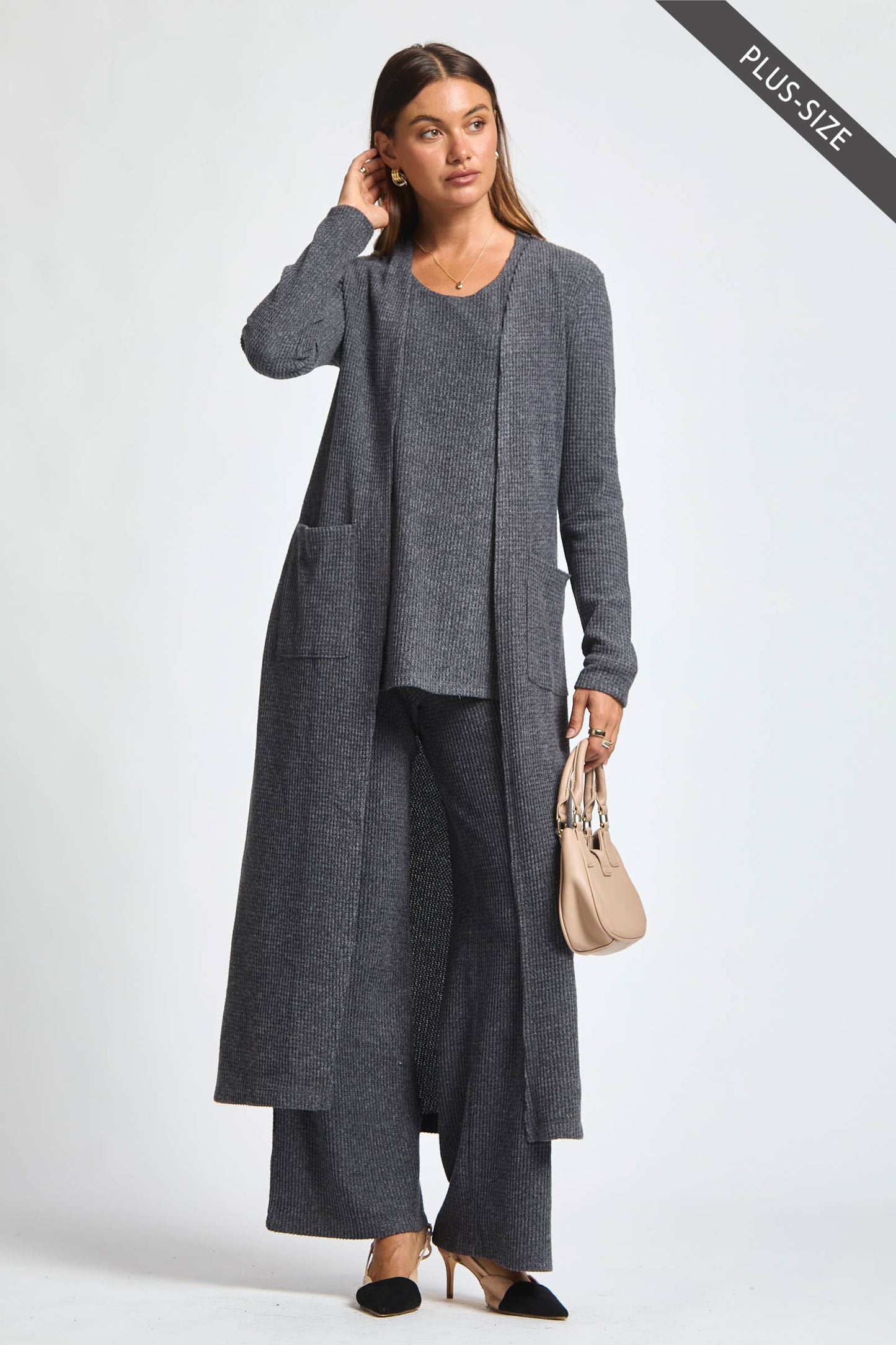 Dear Scarlett - PLUS SIZE Thermal Sleeveless Tank + Cardigan + Relaxed Pants