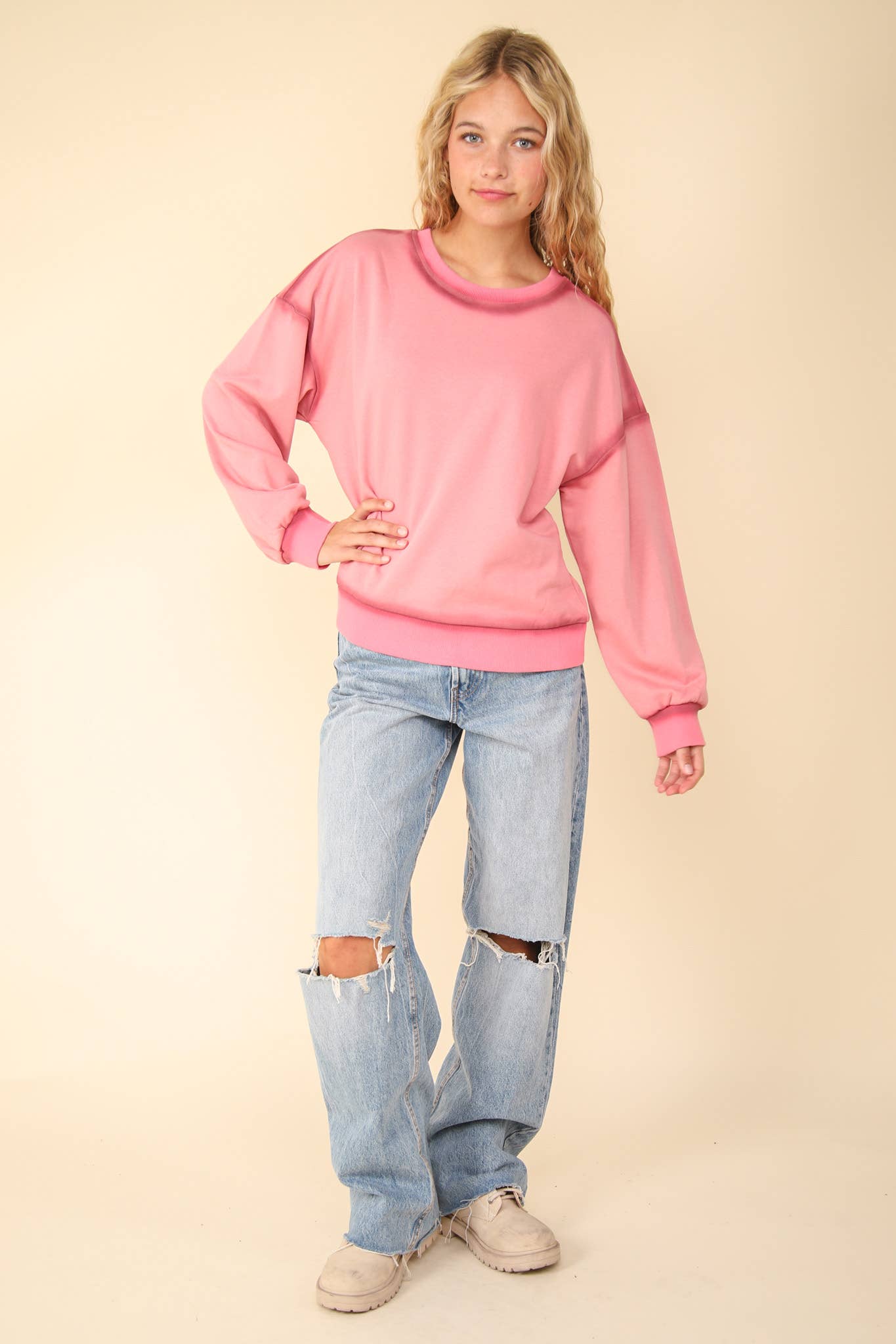 Oversized Sweat Shirt Knit Top