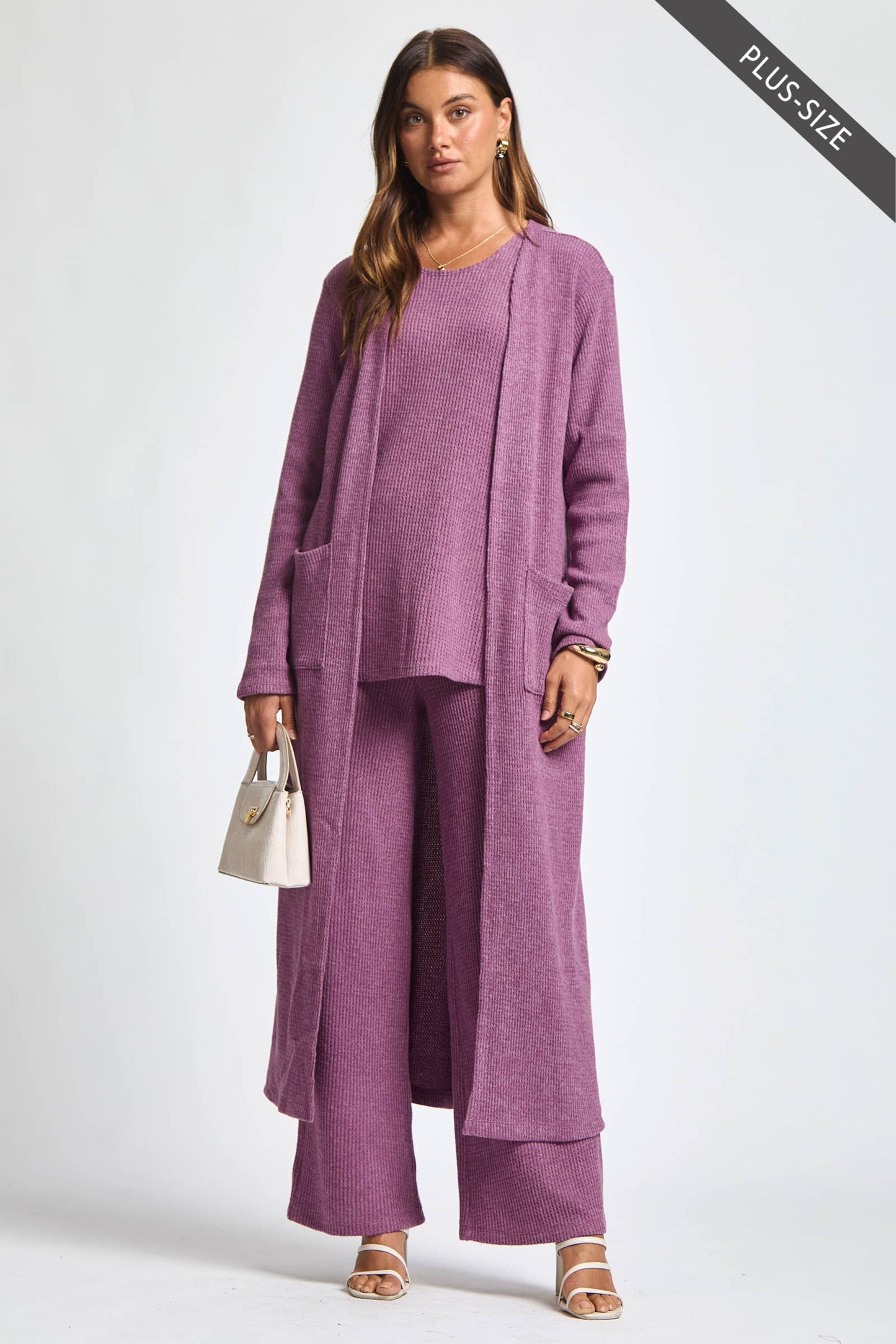 Dear Scarlett - PLUS SIZE Thermal Sleeveless Tank + Cardigan + Relaxed Pants