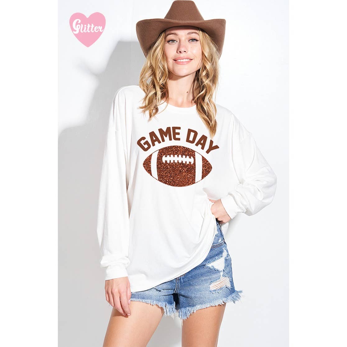 Gameday glitter print oversized Sweatshirt top