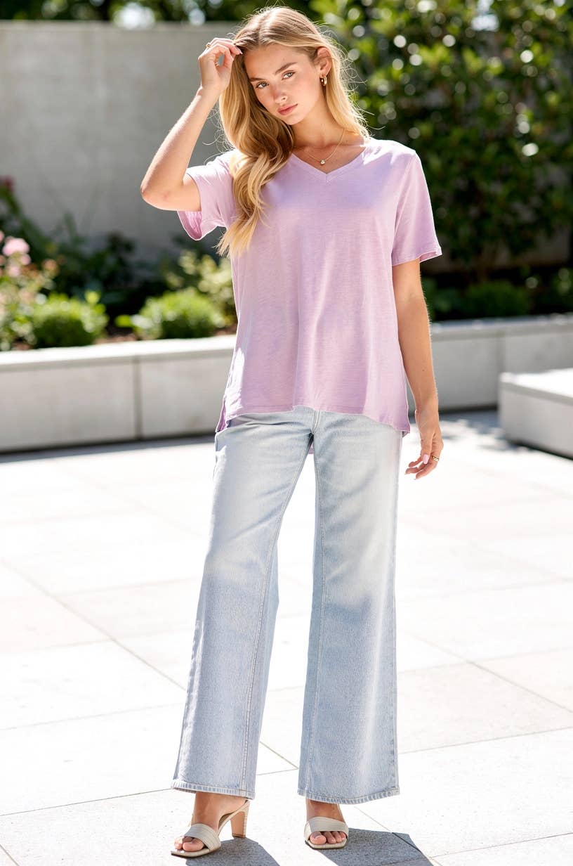 Everyday Essential Cotton V-Neck Knit Top
