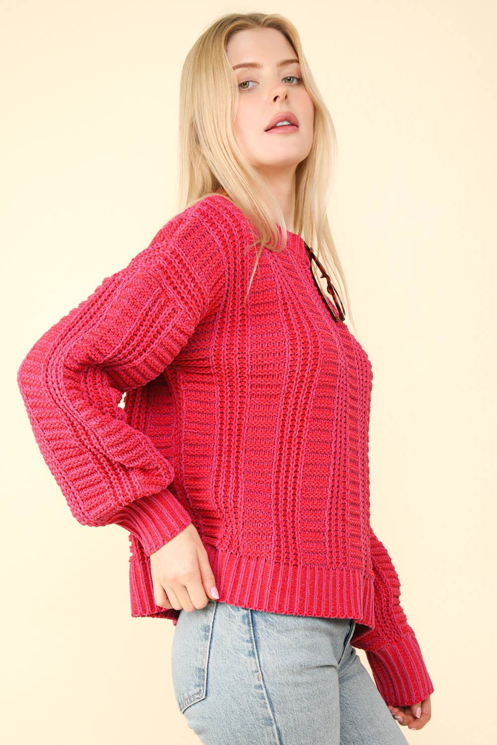 Two Tone Cozy Sweater Knit Top