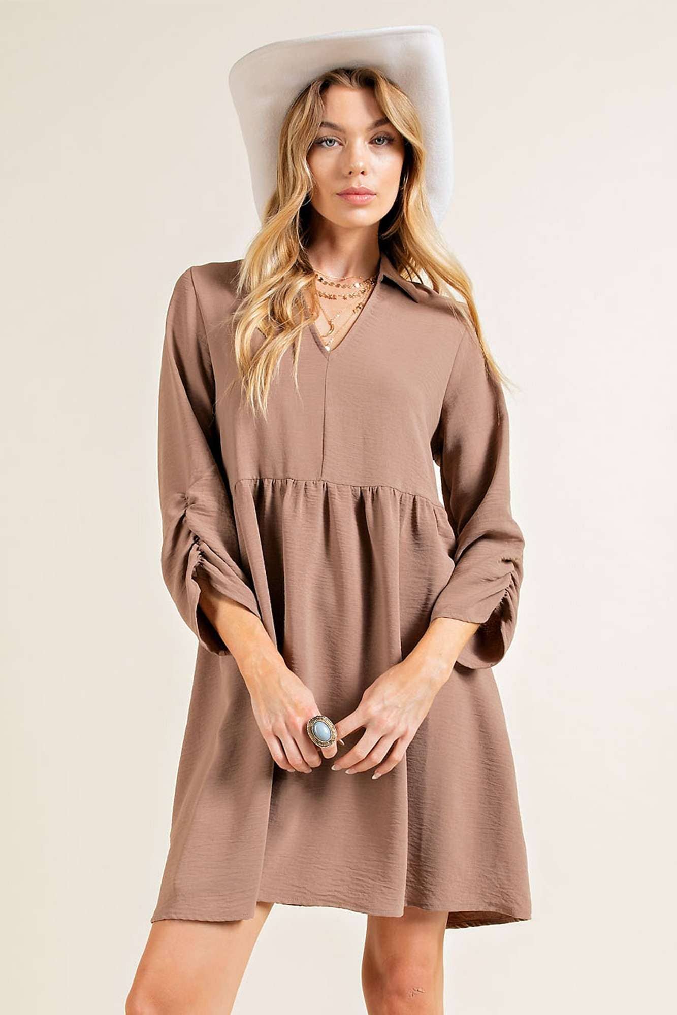 Ruched sleeve dress