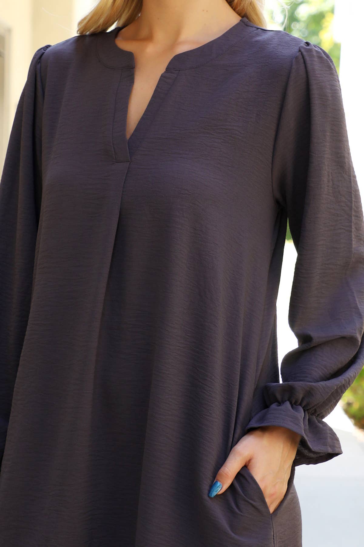Collared neckline woven dress