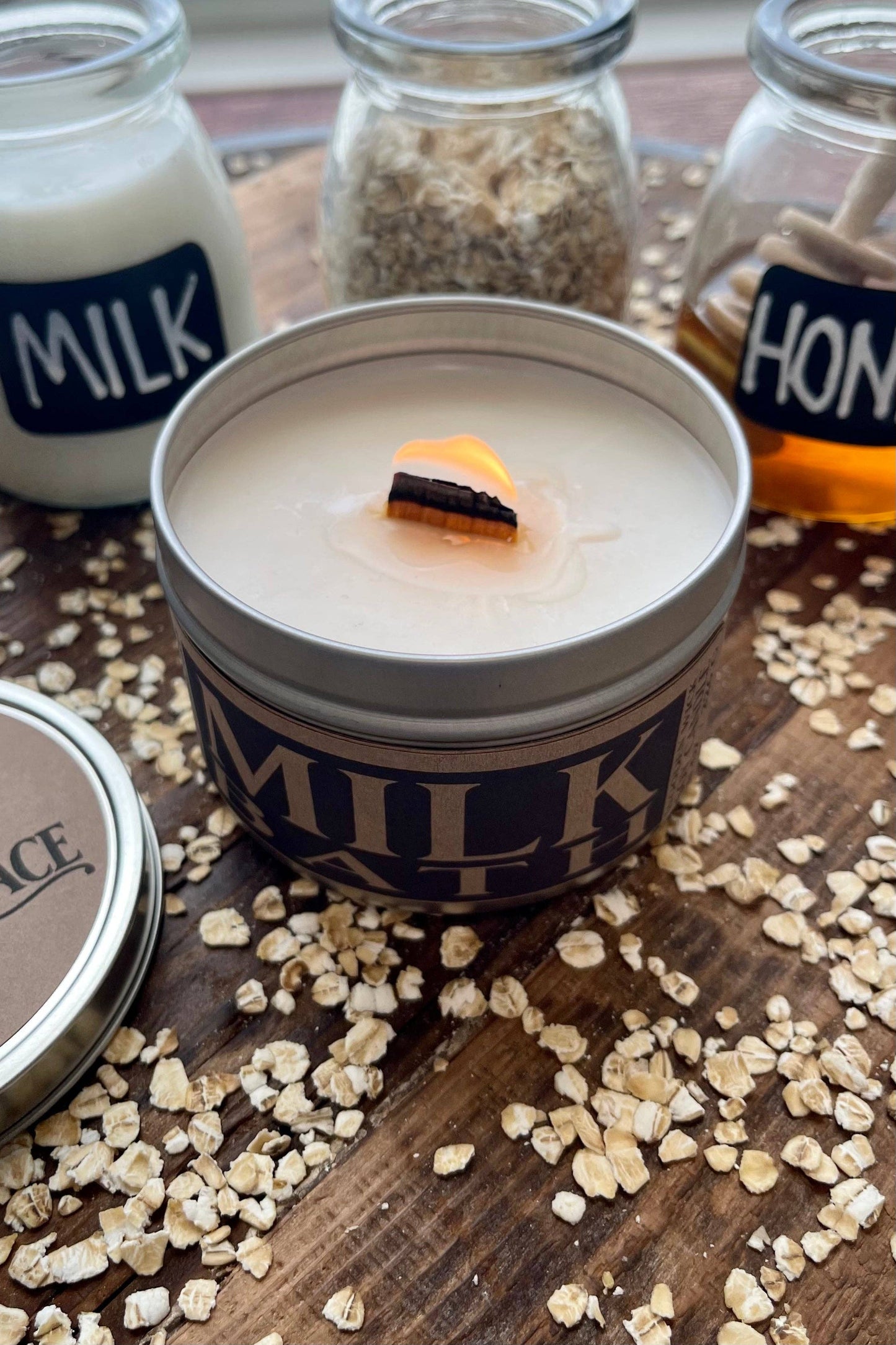 Milk Bath - 8 oz Candle Tin - Wooden Wick
