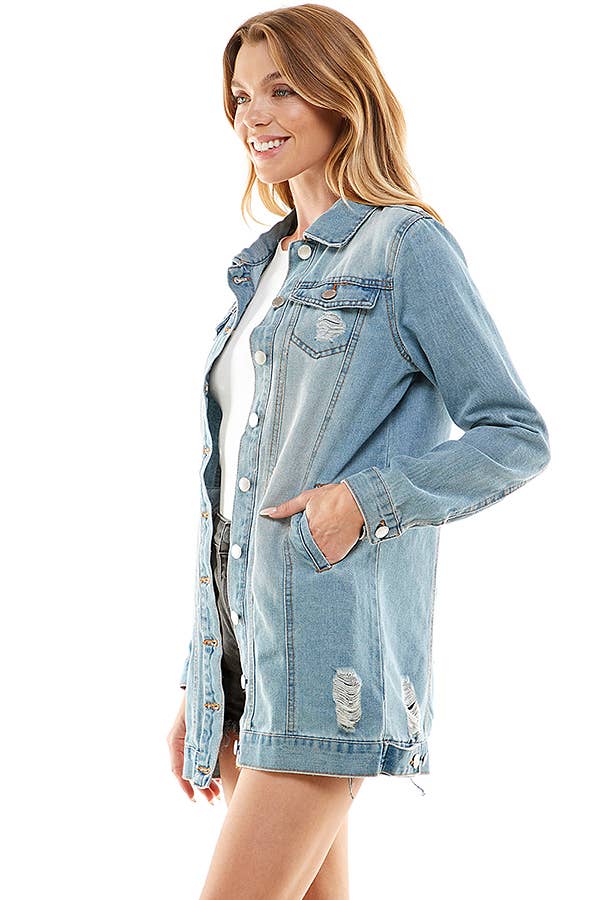 Long denim jacket