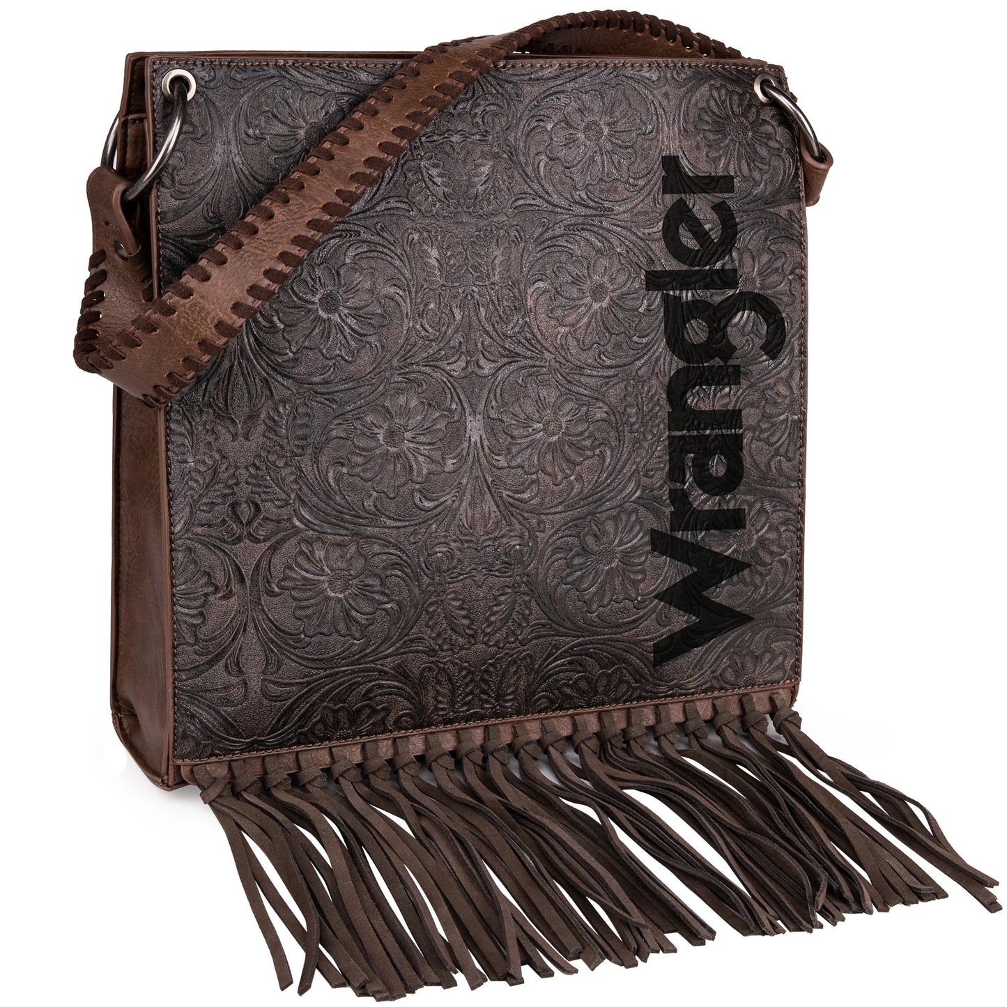 Montana West Wrangler Floral Embossed Fringe Concealed Carry Hobo/Crossbody