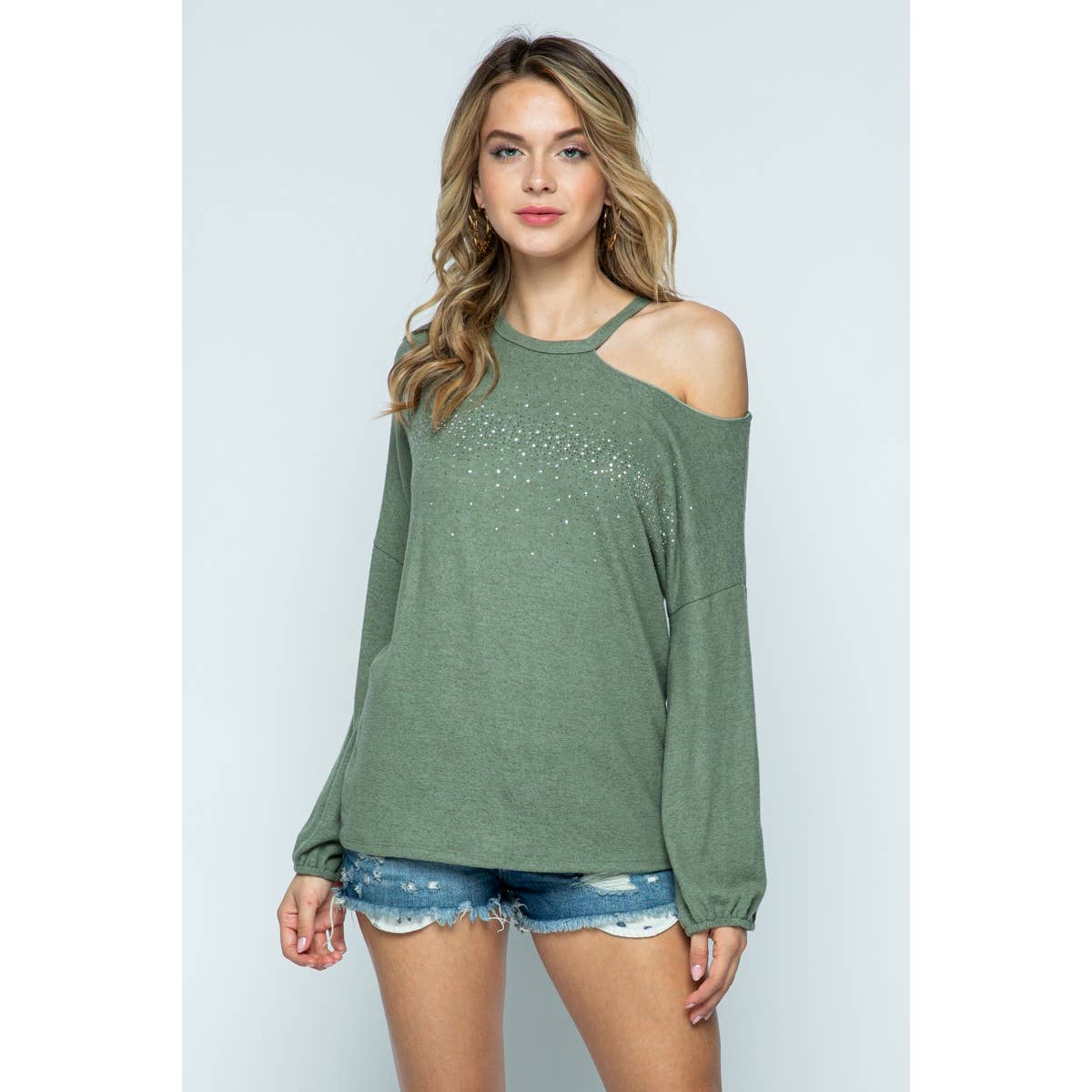 COLD SHOULDER LONG SLEEVE TOP