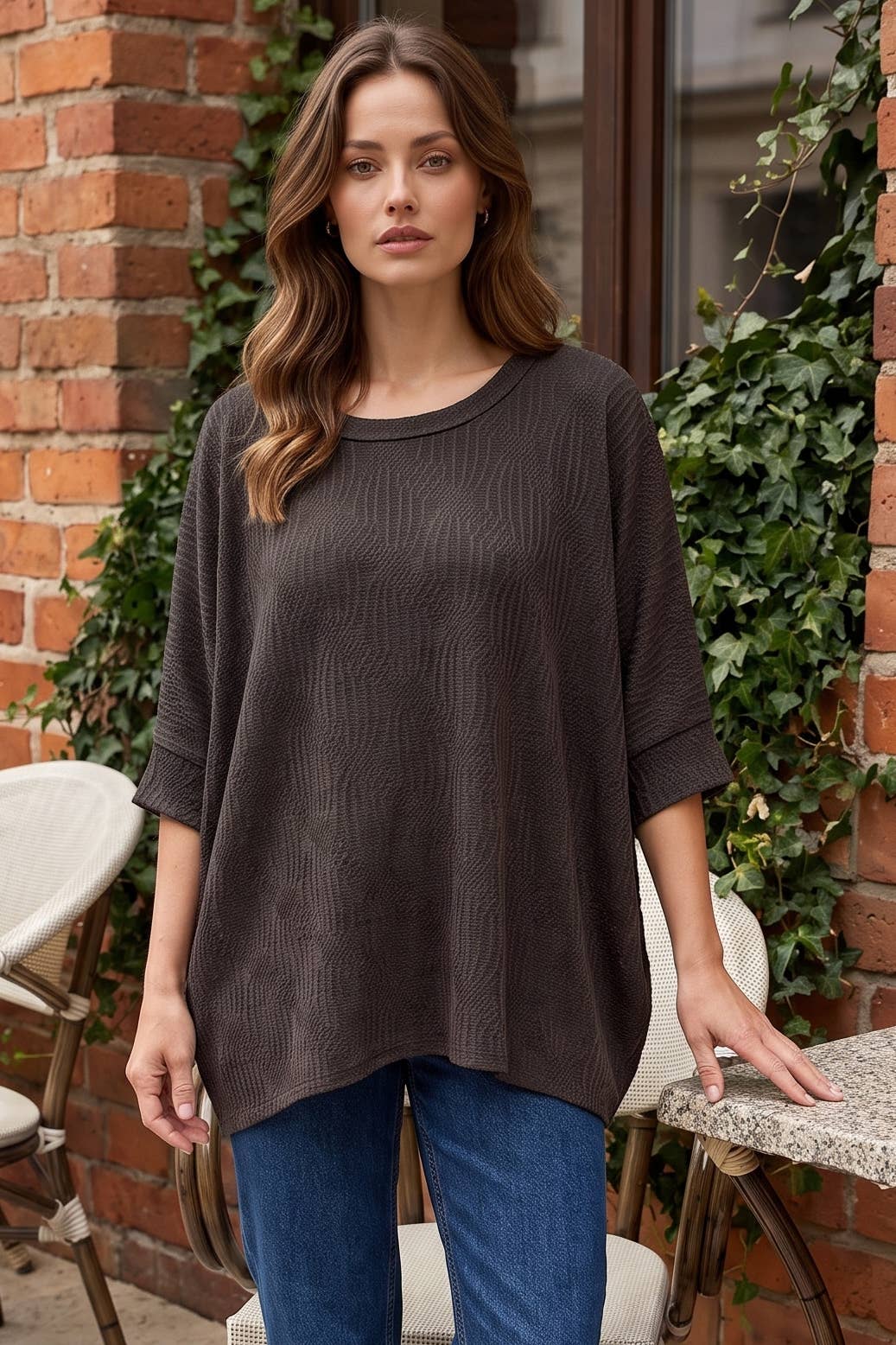 Oversized Crochet Knit Top