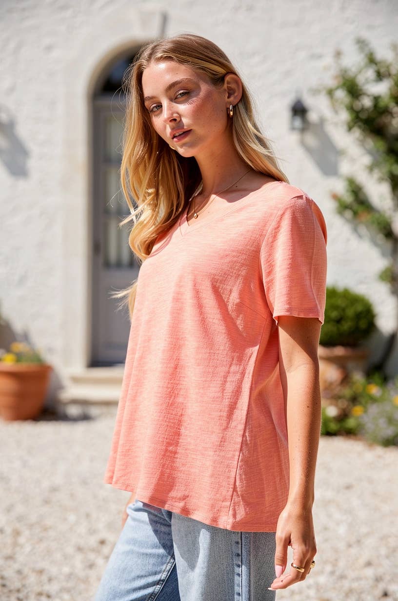 Everyday Essential Cotton V-Neck Knit Top