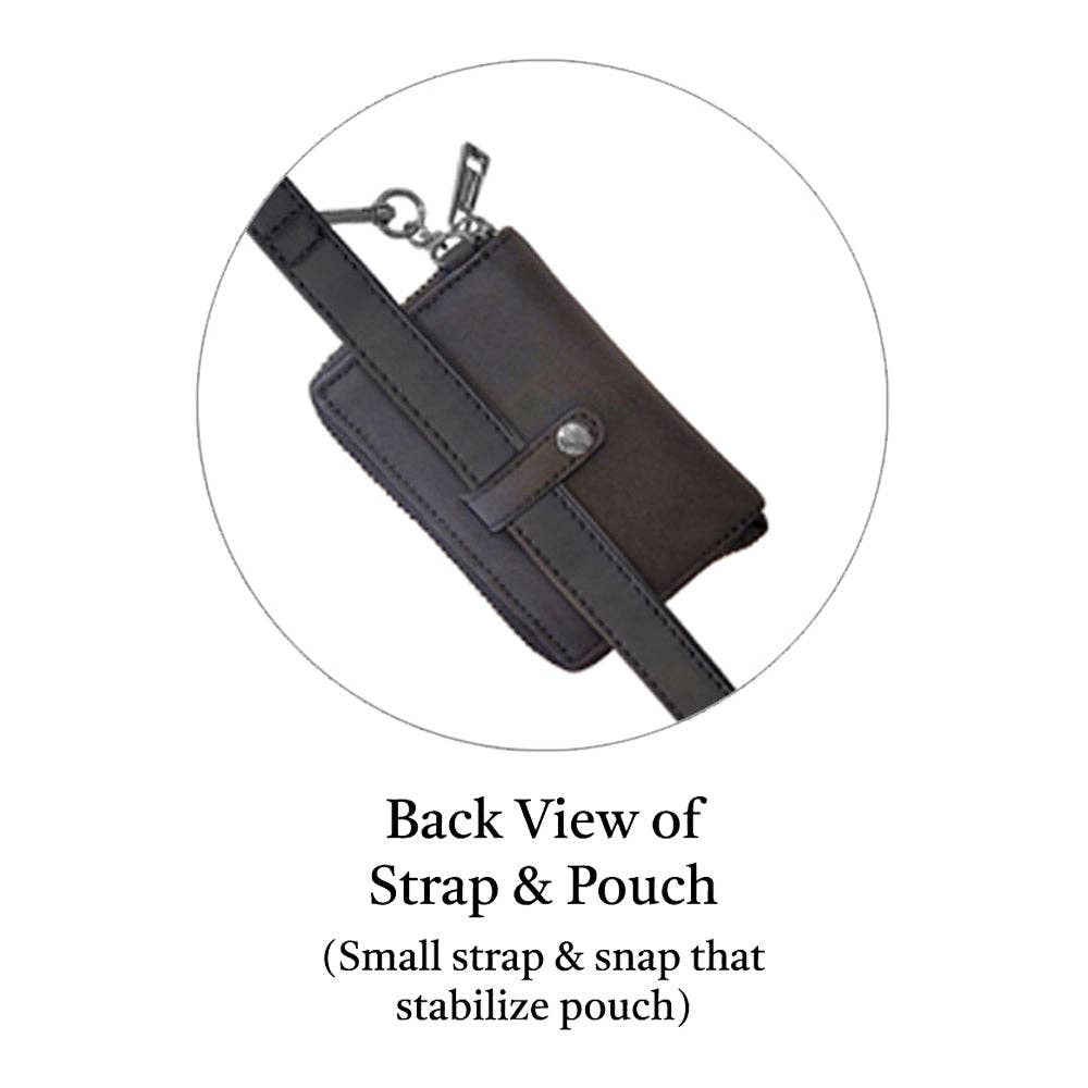 Save The Girls - Clip & Go Strap w/Pouch Brushed Vegan Leather: Black - Black Pouch